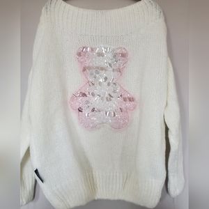 Minouu Przybylska i Jordanov White Embroidered Sweater Size L